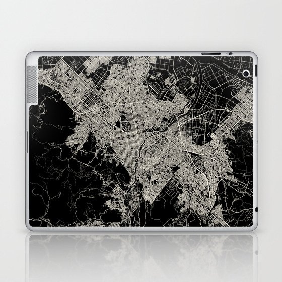 Sapporo - Japan - Black and White City Map Laptop & iPad Skin
