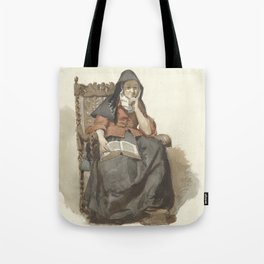 Seated pensive woman with book, Johannes Engel Masurel (possibly), 1836 - 1915 Tote Bag