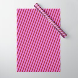 [ Thumbnail: Red & Orchid Colored Stripes/Lines Pattern Wrapping Paper ]