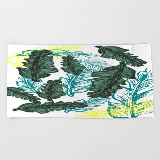 leaf mix1 Beach Towel