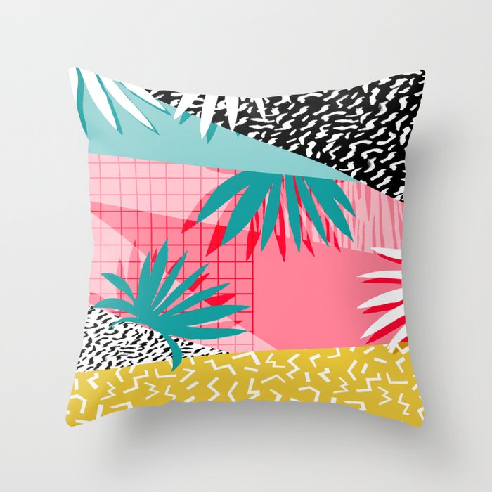 Bingo - throwback retro memphis neon tropical socal desert festival trendy hipster pattern pop art Throw Pillow