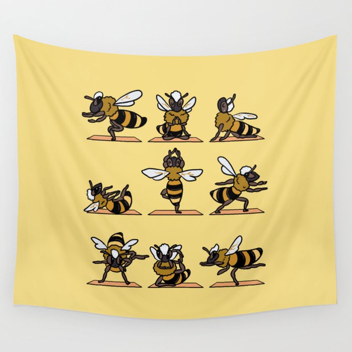 Bee Yoga Wall Tapestry