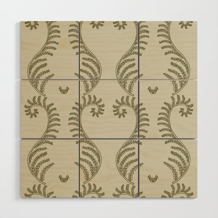 Retro botanical fern frond pattern 4 Wood Wall Art