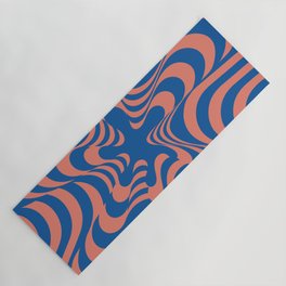 Abstract Groovy Retro Liquid Swirl in Blue Yoga Mat