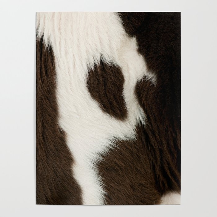 White & Brown Cowhide Print I Poster