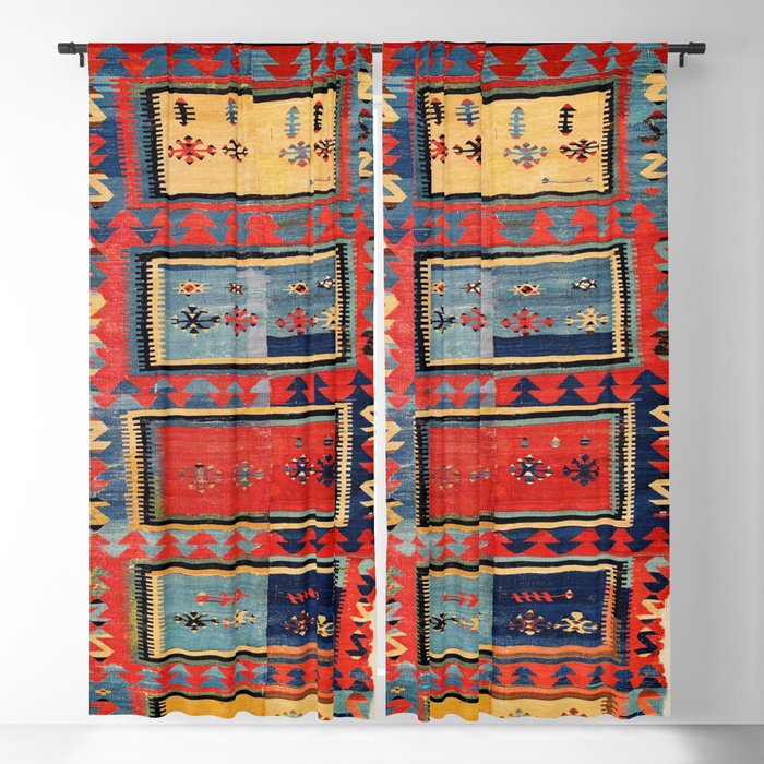 Sivas  Antique Cappadocian Turkish Kilim Print Blackout Curtain
