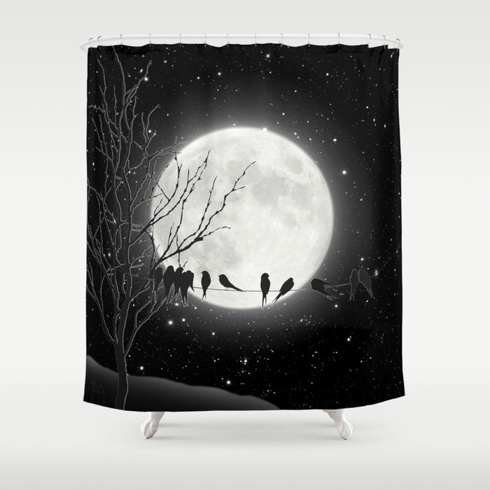 Moon Bath, Birds On A Wire Shower Curtain