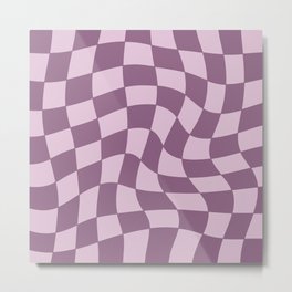 Violet Checker Warp Metal Print