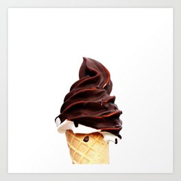 Danish soft Ice cream in a waffle cone on a white background Art Print