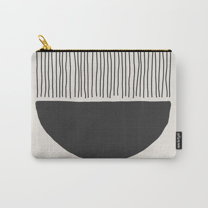 Abstract Circle and Lines in Black on Cream Carry-All Pouch