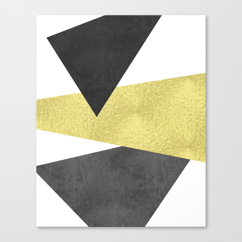 Abstract Gold Black Modern Geometric Art Canvas Print By