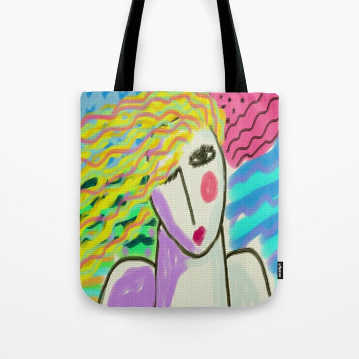 Colorful Abstract Digital Portrait Of A Woman Tote Bag