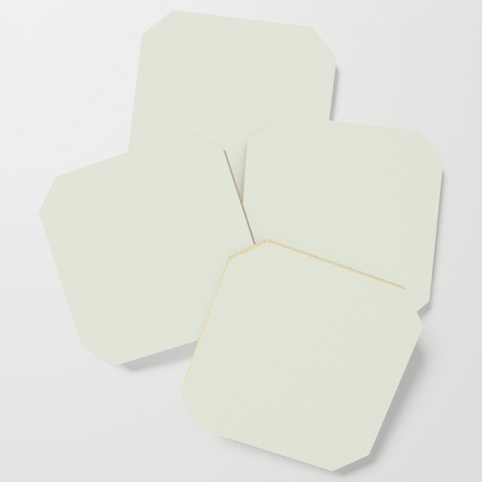Spinach White light soft sage green solid color modern abstract pattern  Coaster