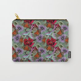 Poppy & Moths Print on charcoal Carry-All Pouch