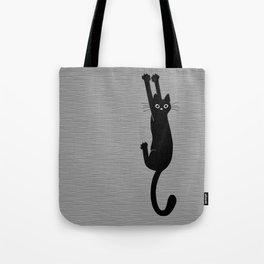 Black Cat Hanging On | Funny Cat Tote Bag