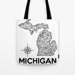 Michigan Map Tote Bag