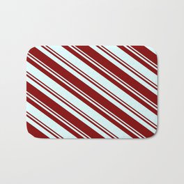 [ Thumbnail: Maroon & Light Cyan Colored Lines/Stripes Pattern Bath Mat ]