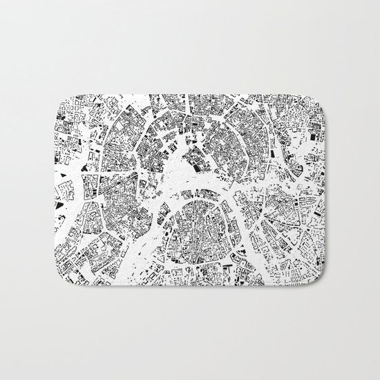 Moscow Map Schwarzplan Only Buildings Bath Mat
