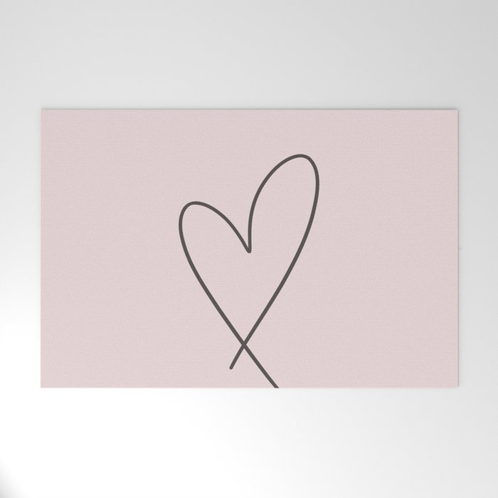 Minimal Line Love Heart Valentines Day Welcome Mat