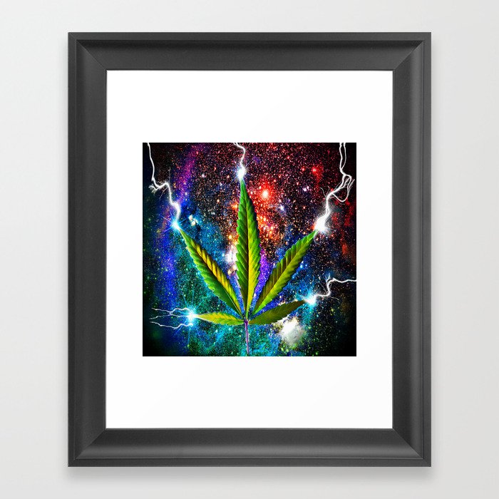Weed Leaf in Space Framed Art Print