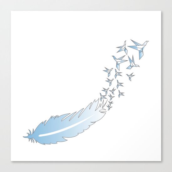 Origami Feather Birds Canvas Print
