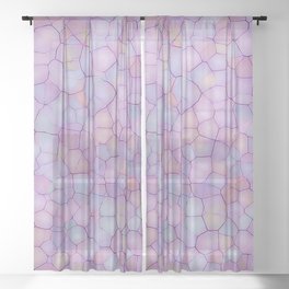 Abstract seamless background of colorful spots like paving stones or mosaic glass. Imitation of artistic watercolor drawing pattern in form of network with multi-colored cells Sheer Curtain