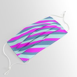 [ Thumbnail: Fuchsia, Blue & Turquoise Colored Lines/Stripes Pattern Face Mask ]