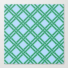 Classic Bamboo Trellis Pattern 221 Blue and Green Canvas Print