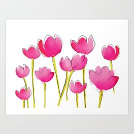 Hot Pink Tulips Art Print