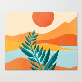 Mountain Sunset Colorful Landscape Illustration Canvas Print