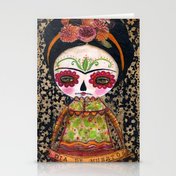 Frida The Catrina Dia De Los Muertos Painted Skull Mixed Media