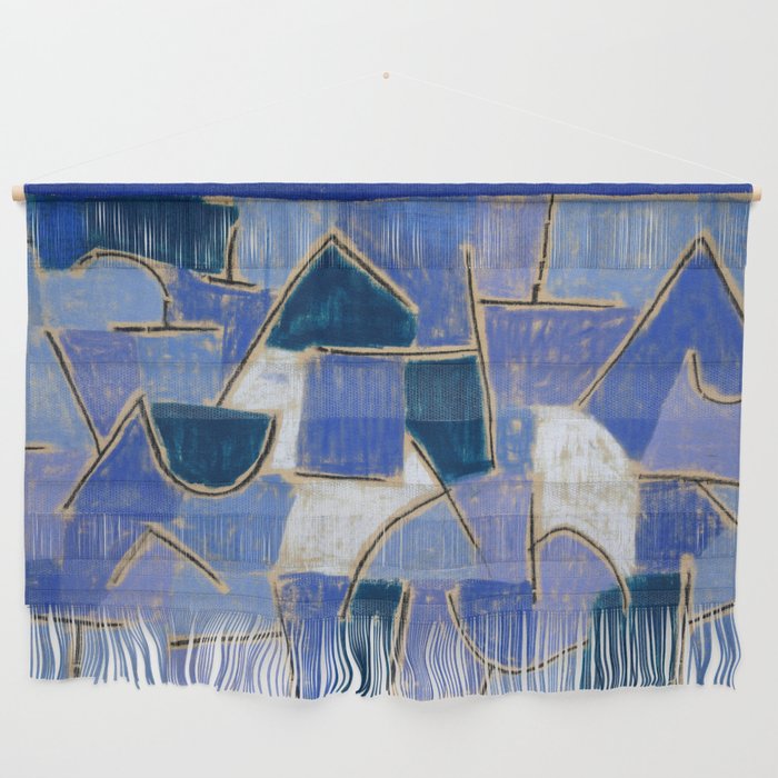 Bauhaus Paul Klee Blue Night Painting Abstract Mid century modern Geometry  Wall Hanging