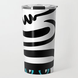 Abstract Snake Bird Minimal Style Line in Black and White and Color Travel Mug