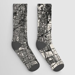 Melbourne - Australia - City Map Black and White Socks