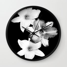White Lilies on Black #1 #floral #decor #art #society6 Wall Clock