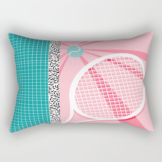 Boo Ya - tennis full court racquet palm springs resort sports vacation athlete pop art 1980s neon Rectangular Pillow