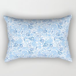 Vintage pastel Blue White Tropical Seashell Retro Boho Coastal Beach Vibe Rectangular Pillow
