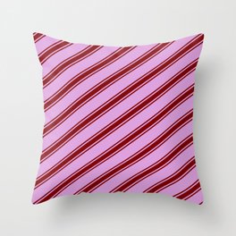 [ Thumbnail: Plum & Maroon Colored Lines/Stripes Pattern Throw Pillow ]