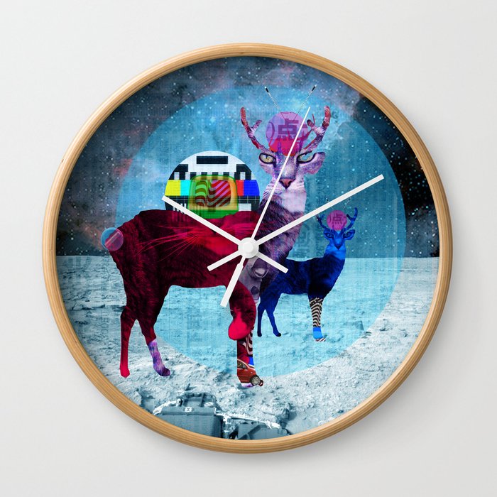 DeerSpaceInvasion MarsCat Wall Clock
