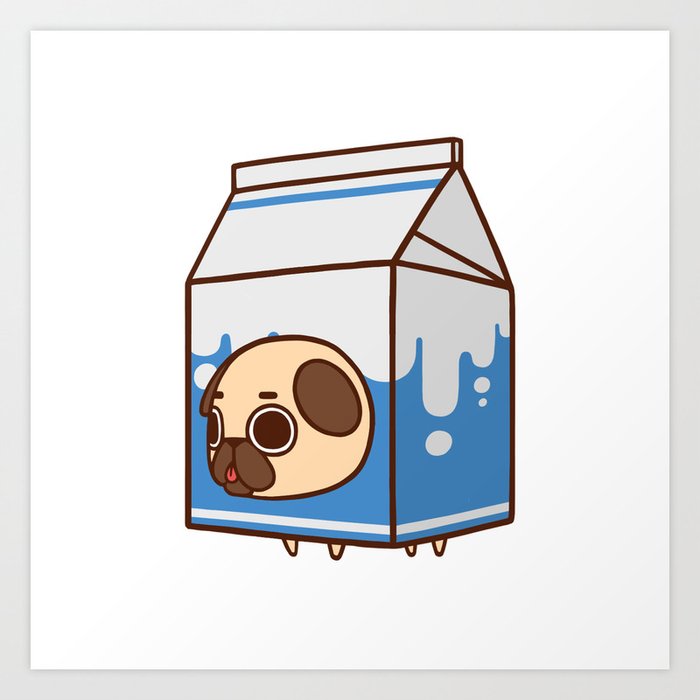 Puglie Milk Carton Art Print by Puglie Pug Society6