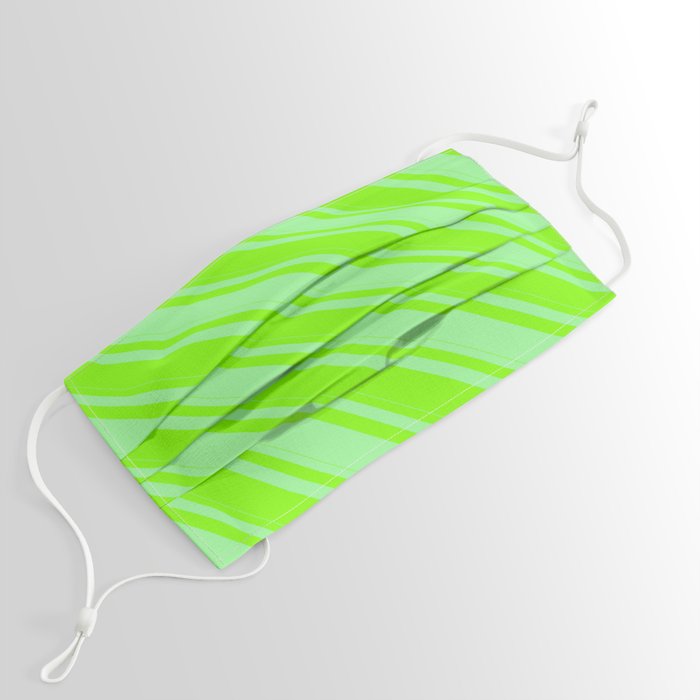 Chartreuse and Green Colored Lines/Stripes Pattern Face Mask