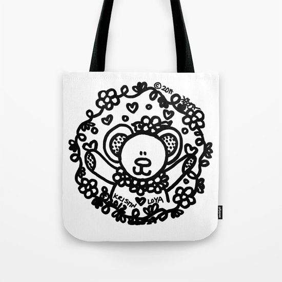 Floral Circle Bear! Tote Bag