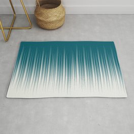 Off White and Tropical Dark Teal Inspired by Sherwin Williams 2020 Trending Color Oceanside SW6496 Minimal Frequency Line Art 2 Rug