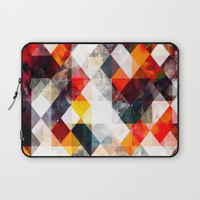 geometric pixel square pattern abstract background in red orange brown Laptop Sleeve