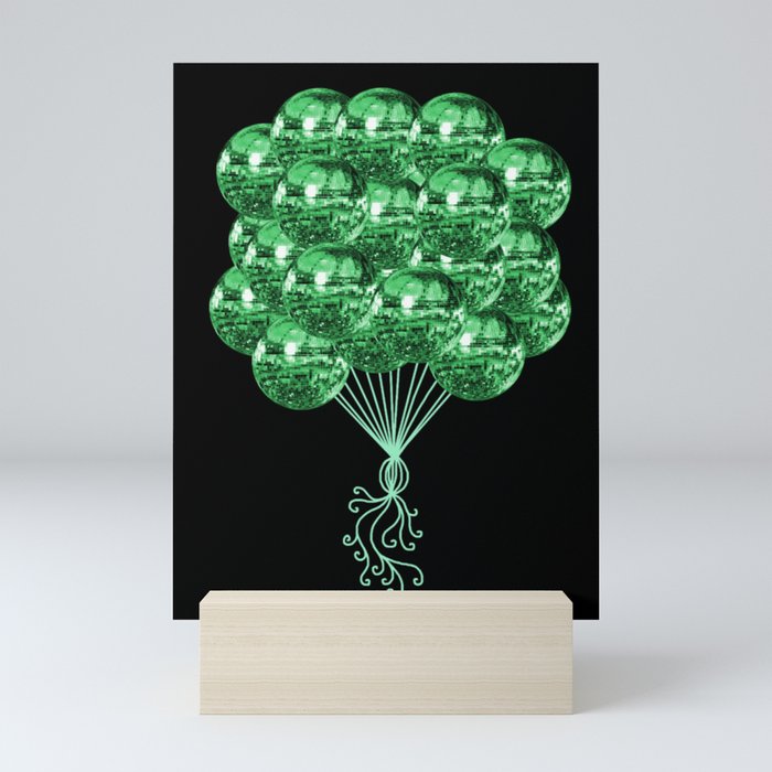70's Groovy Green Disco Ball Balloons Mini Art Print