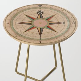 Vintage Compass Rose Diagram (1664) Side Table