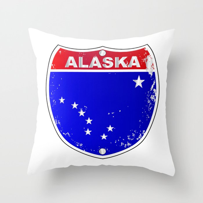 Alaska Interstate Sign Throw Pillow
