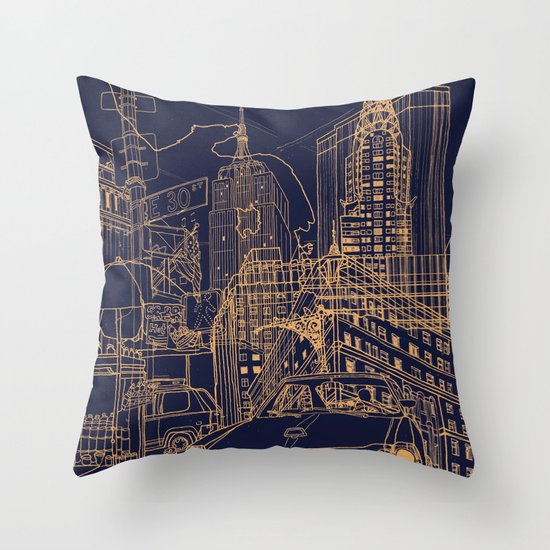 New York! Night Throw Pillow