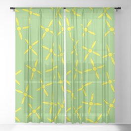 Scattered Star Shaped Abstract Daisies Sheer Curtain