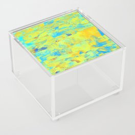 African Dye - Colorful Ink Paint Abstract Ethnic Tribal Organic Shape Art Yellow Turquoise Acrylic Box